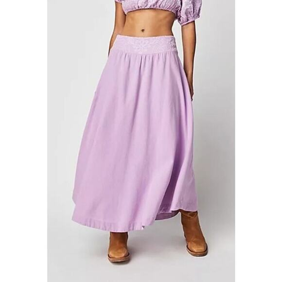 Free People Lotus Midi Skirt Orchid Size XS - Picture 1 of 8